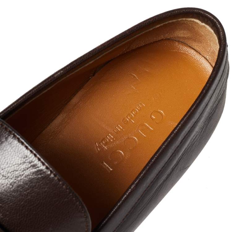 Pre Owned Gucci Brown Leather GG Web Loafer Size 40
