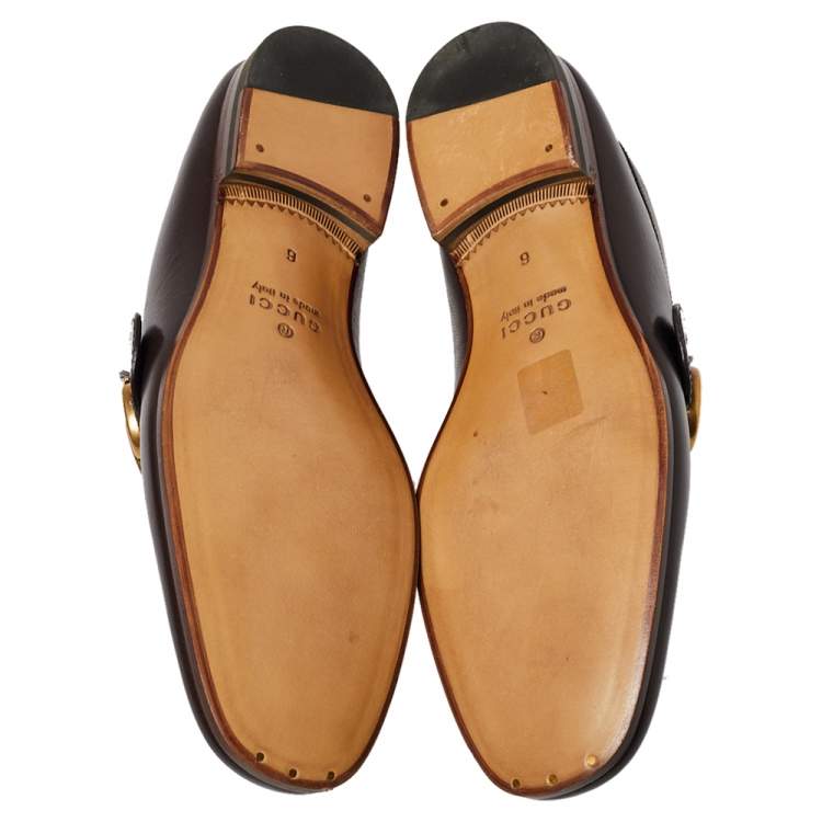 Pre Owned Gucci Brown Leather GG Web Loafer Size 40