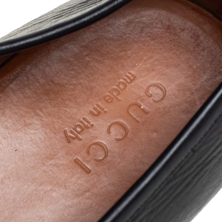 مملوكة مسبقًا Gucci Black Leather Slip On Loafers Size 46