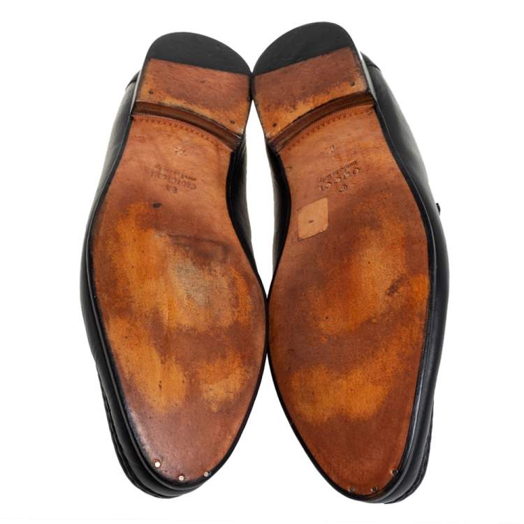 مملوكة مسبقًا Gucci Black Leather Slip On Loafers Size 46