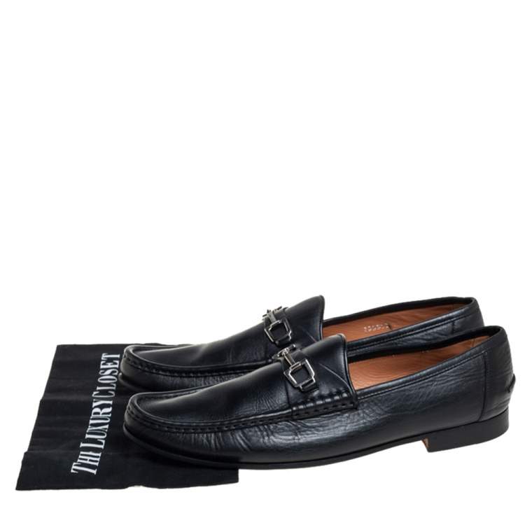 مملوكة مسبقًا Gucci Black Leather Slip On Loafers Size 46