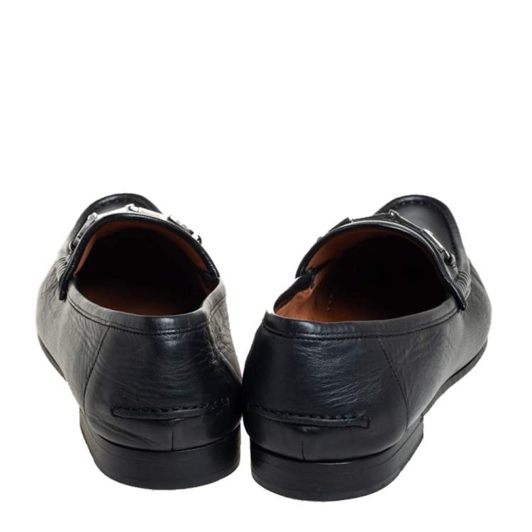مملوكة مسبقًا Gucci Black Leather Slip On Loafers Size 46