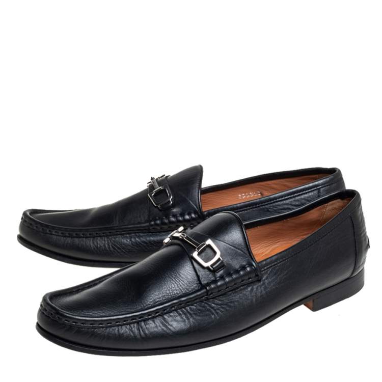 مملوكة مسبقًا Gucci Black Leather Slip On Loafers Size 46