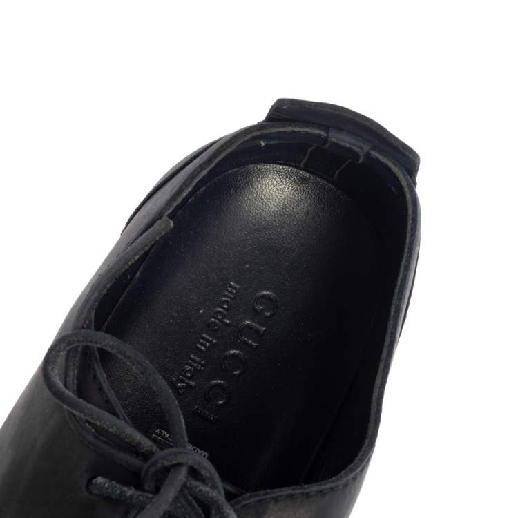 Pre Owned Gucci Navy Blue Leather Low Top Sneakers Size 42