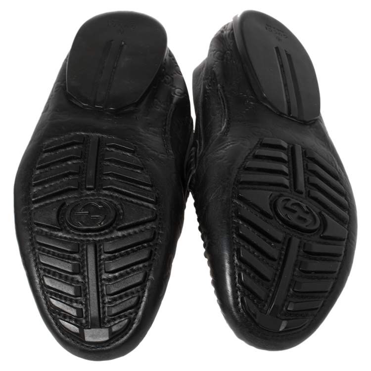 Pre Owned Gucci Black Guccissima Leather Penny Slip On Loafers Size 41.5
