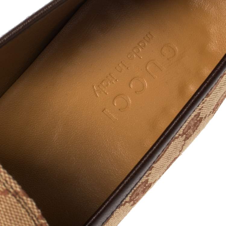 Pre Owned Gucci Beige GG Canvas Jordaan Horsebit Loafers Size 42