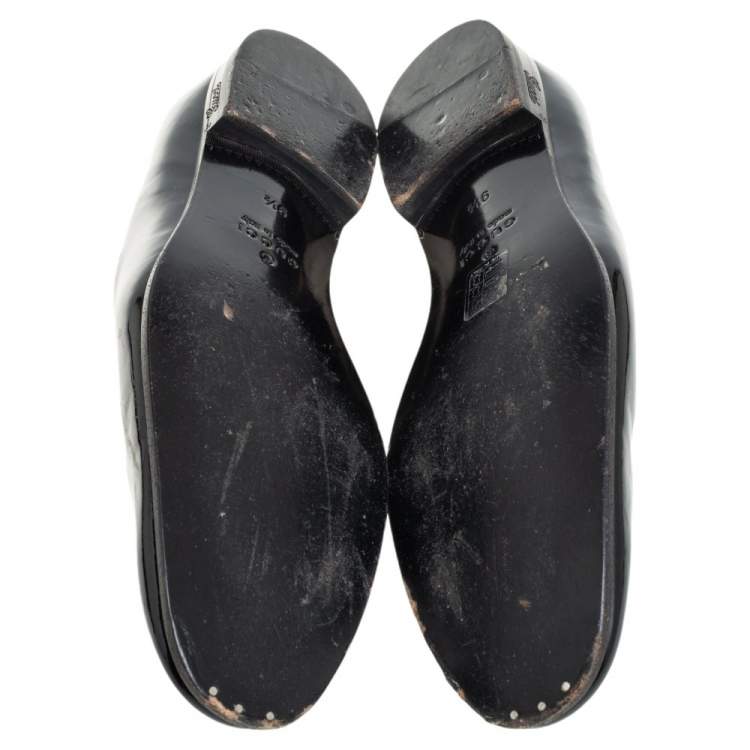 Pre Owned Gucci Black Patent Leather Horsebit Slip on Loafers Size 43.5