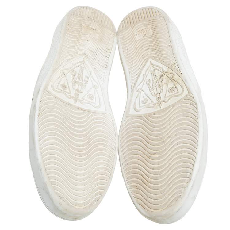 Pre Owned Gucci White Leather Web Ace Slip On Sneakers Size 45 