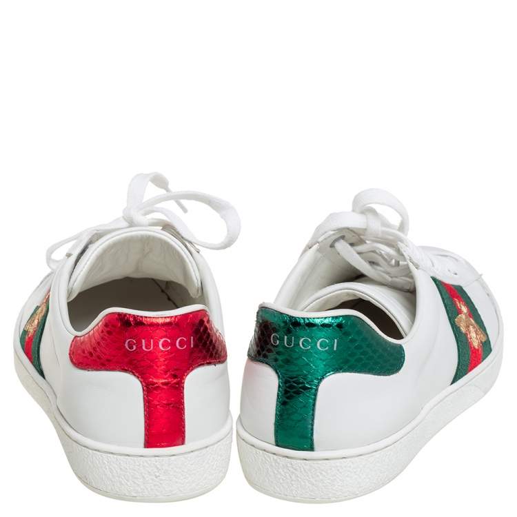 Pre Owned Gucci White Leather Ace Low Top Sneakers Size 40