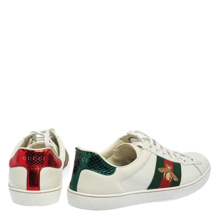 Pre Owned Gucci White Leather Ace Low Top Sneakers Size 40