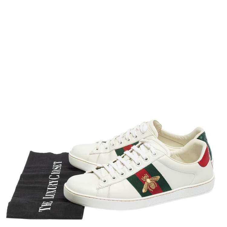 Pre Owned Gucci White Leather Ace Low Top Sneakers Size 40