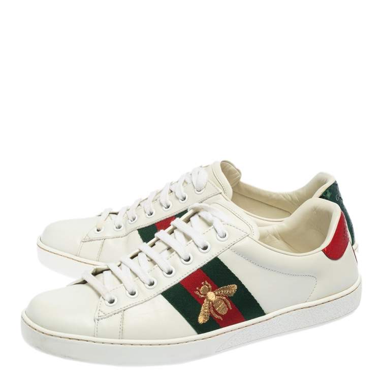 Pre Owned Gucci White Leather Ace Low Top Sneakers Size 40