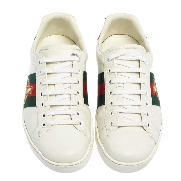 Pre Owned Gucci White Leather Ace Low Top Sneakers Size 40