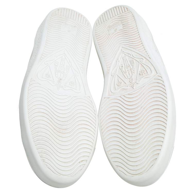 Pre Owned Gucci White Leather Ace Web Low Top Sneakers Size 41