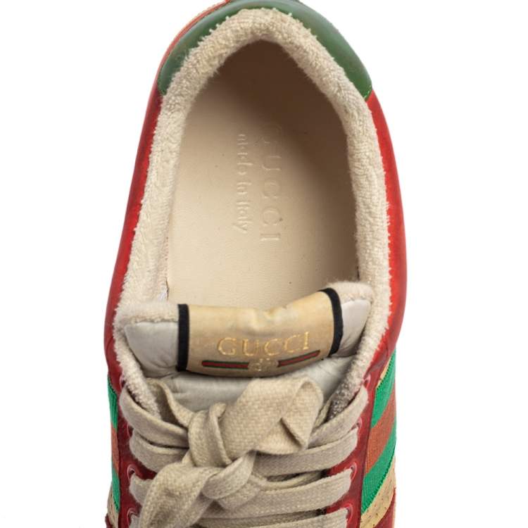 Pre Owned Gucci Multicolor Leather Distressed Low Top Sneakers Size 40