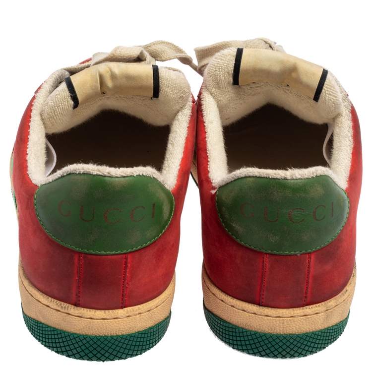 Pre Owned Gucci Multicolor Leather Distressed Low Top Sneakers Size 40