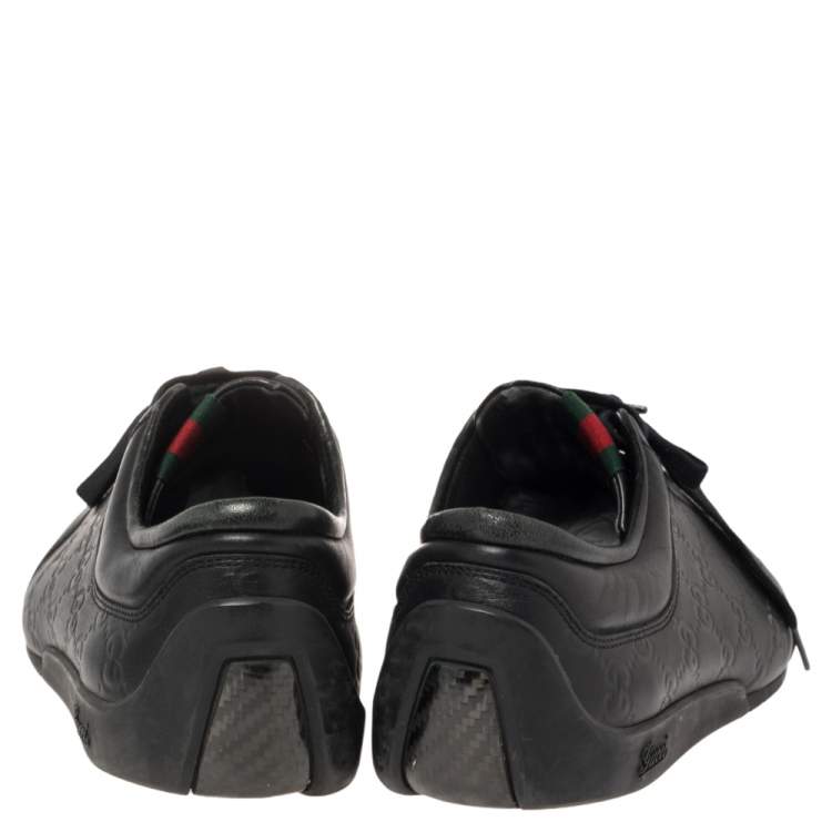 Pre Owned Gucci Black Guccissima Leather Low Top Sneakers Size 42.5