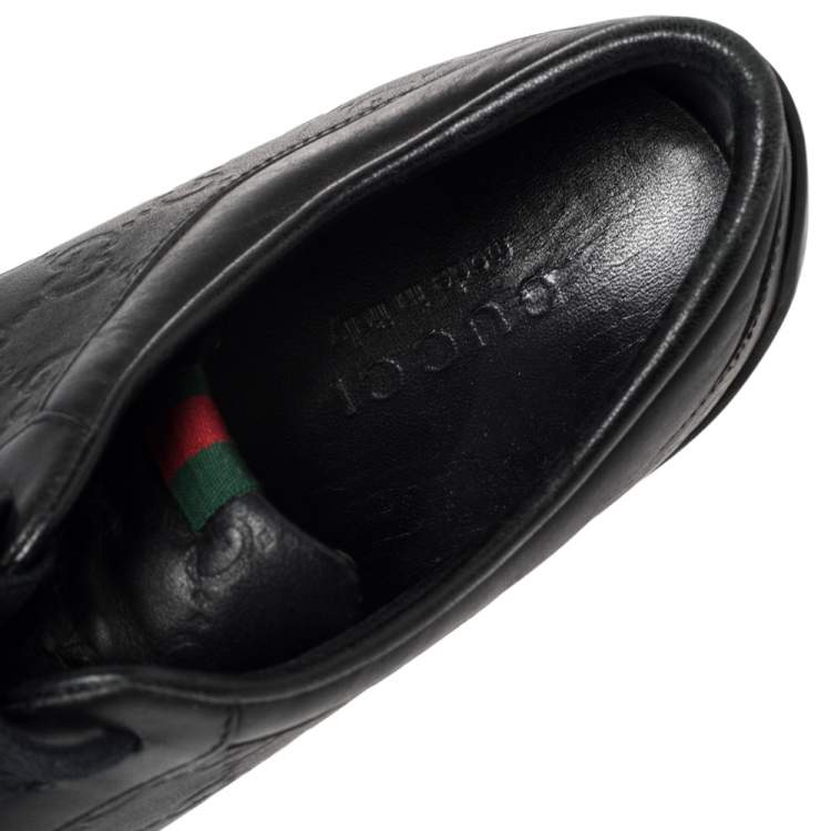 Pre Owned Gucci Black Guccissima Leather Low Top Sneakers Size 42.5