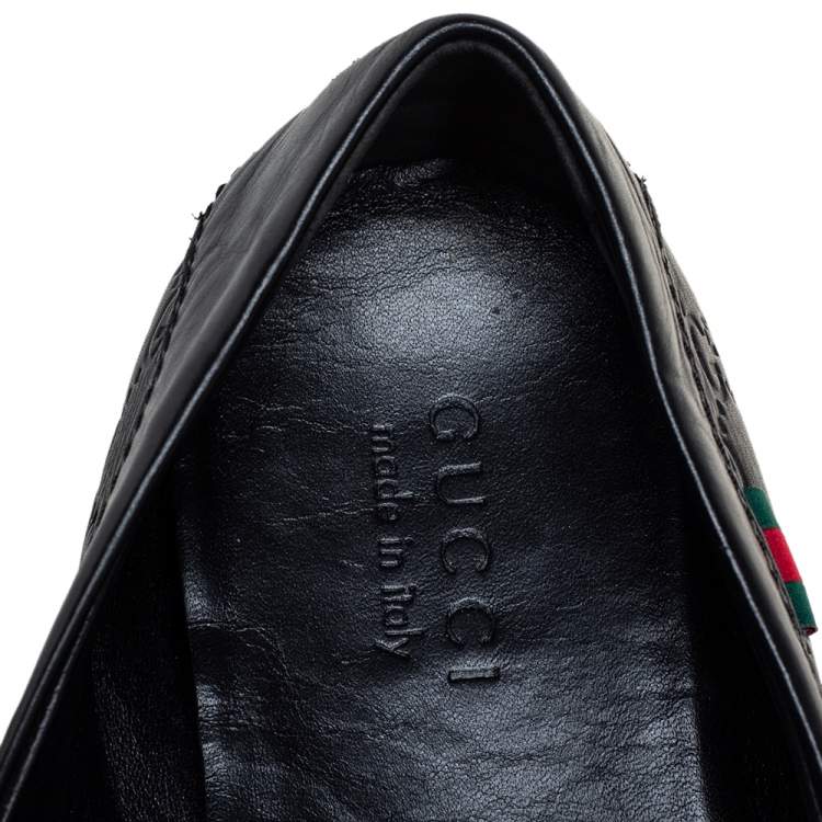 مملوكة مسبقًا Gucci Black Guccissima Leather Penny Loafers Size 45
