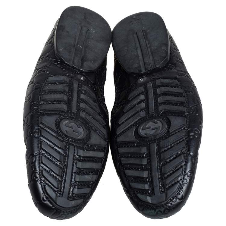 مملوكة مسبقًا Gucci Black Guccissima Leather Penny Loafers Size 45