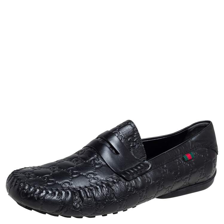 مملوكة مسبقًا Gucci Black Guccissima Leather Penny Loafers Size 45