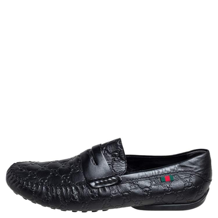 مملوكة مسبقًا Gucci Black Guccissima Leather Penny Loafers Size 45