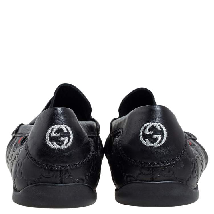 مملوكة مسبقًا Gucci Black Guccissima Leather Penny Loafers Size 45
