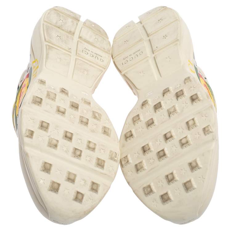 Pre Owned Gucci Cream Leather Rhyton Vintage Logo Low Top Sneakers Size 43