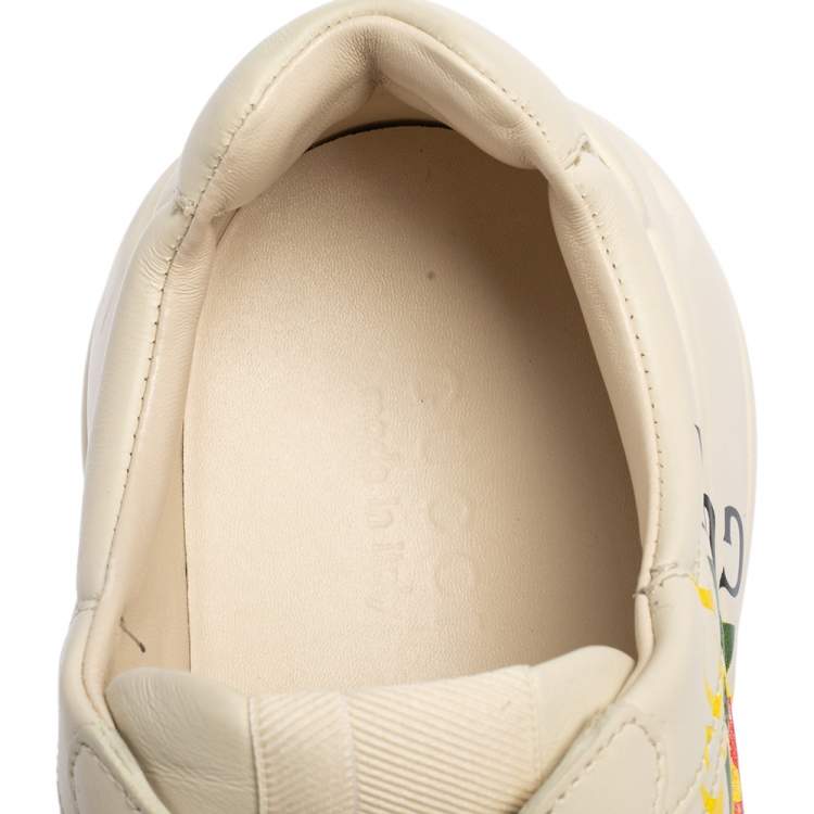 Pre Owned Gucci Cream Leather Rhyton Vintage Logo Low Top Sneakers Size 43