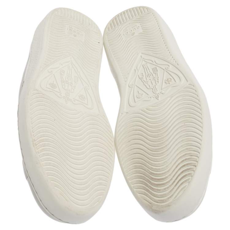 Pre Owned Gucci White Leather Ace Bee Embroidered Web Low Top Sneakers Size 40