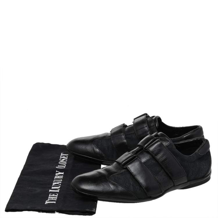 Pre Owned Gucci Black GG Canvas and Leather Velcro Sneakers Size 41.5