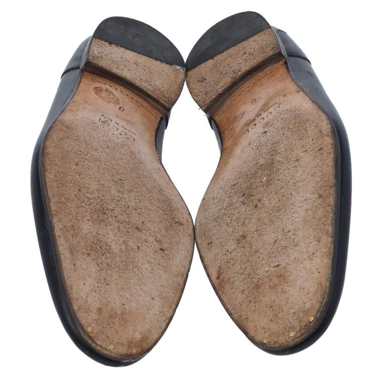 Pre Owned Gucci Blue Leather Horsebit Slip On Loafers Size 42