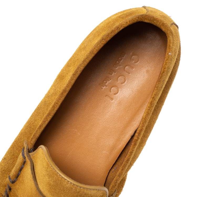 Pre Owned Gucci Yellow Suede Bamboo Tassel Slip On Loafers Size 41