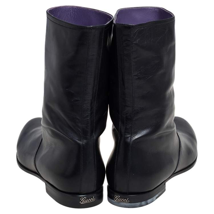 Pre Owned Gucci Black Leather Chelsea Ankle Boots Size 41.5