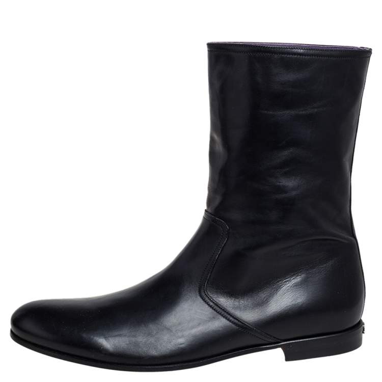 Pre Owned Gucci Black Leather Chelsea Ankle Boots Size 41.5