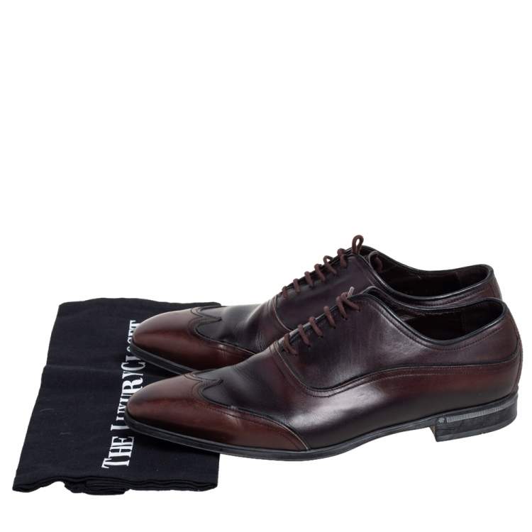 Pre Owned Gucci Ombre Brown Leather Oxford Size 41