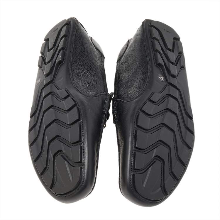 Pre Owned Gucci Black Leather Horsebit Slip On Loafers Size 46.5