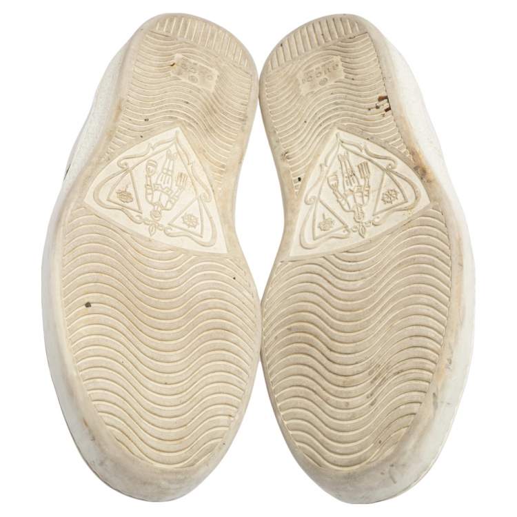 Pre Owned Gucci White Leather Web Ace Low Top Sneakers Size 40.5