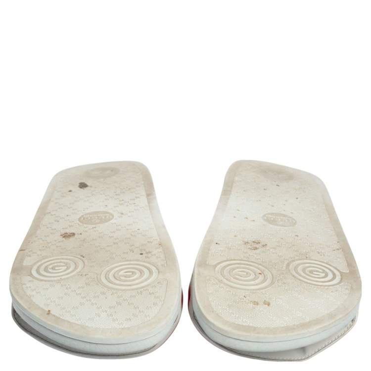 Pre Owned Gucci White Leather Original Slides Size 43