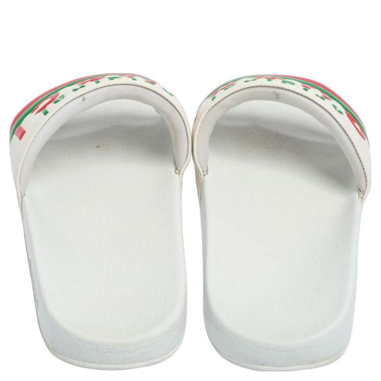Pre Owned Gucci White Leather Original Slides Size 43