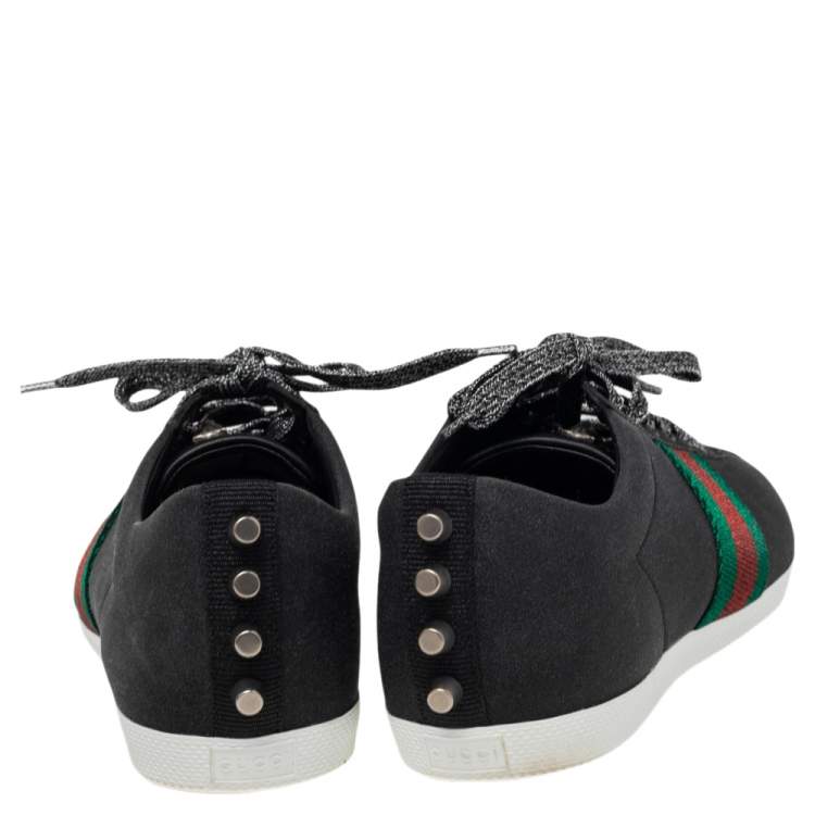 Pre Owned Gucci Black Glitter Bambi Web Detail Low Top Sneakers Size 42