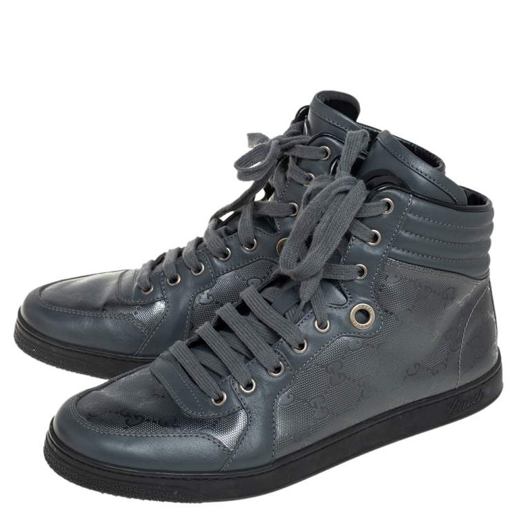 Pre Owned Gucci Grey GG Imprime Canvas Coda High Top Sneakers Size 42.5 