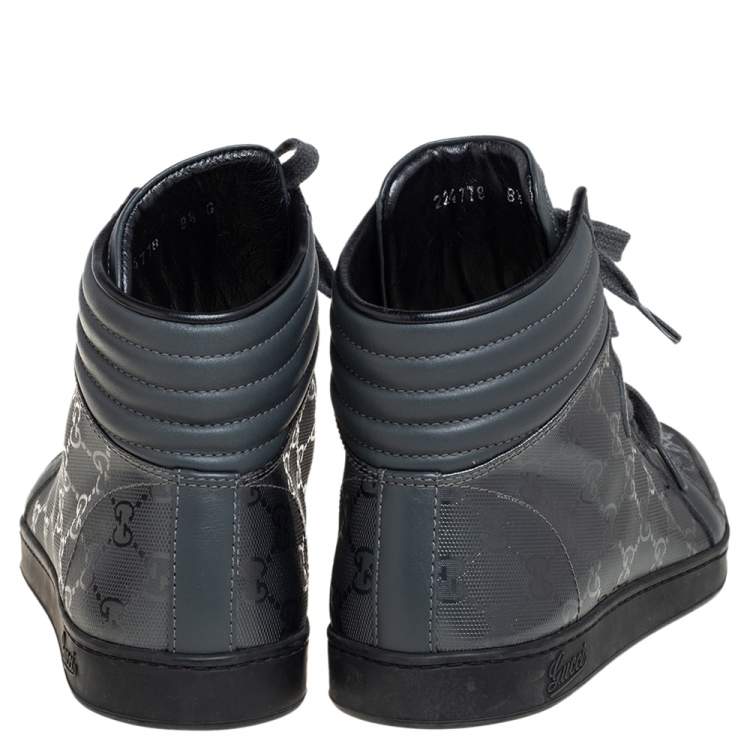 Pre Owned Gucci Grey GG Imprime Canvas Coda High Top Sneakers Size 42.5 