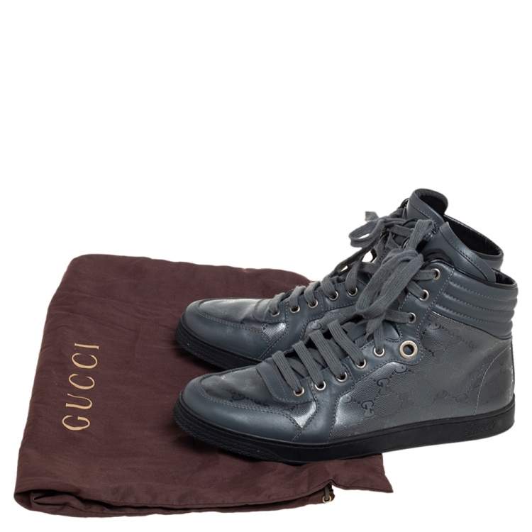 Pre Owned Gucci Grey GG Imprime Canvas Coda High Top Sneakers Size 42.5 