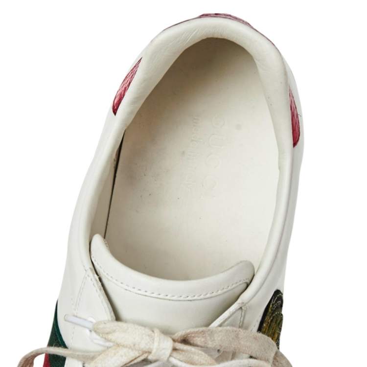 Pre Owned Gucci White Leather Rooster Web Detail Ace Sneakers Size 45