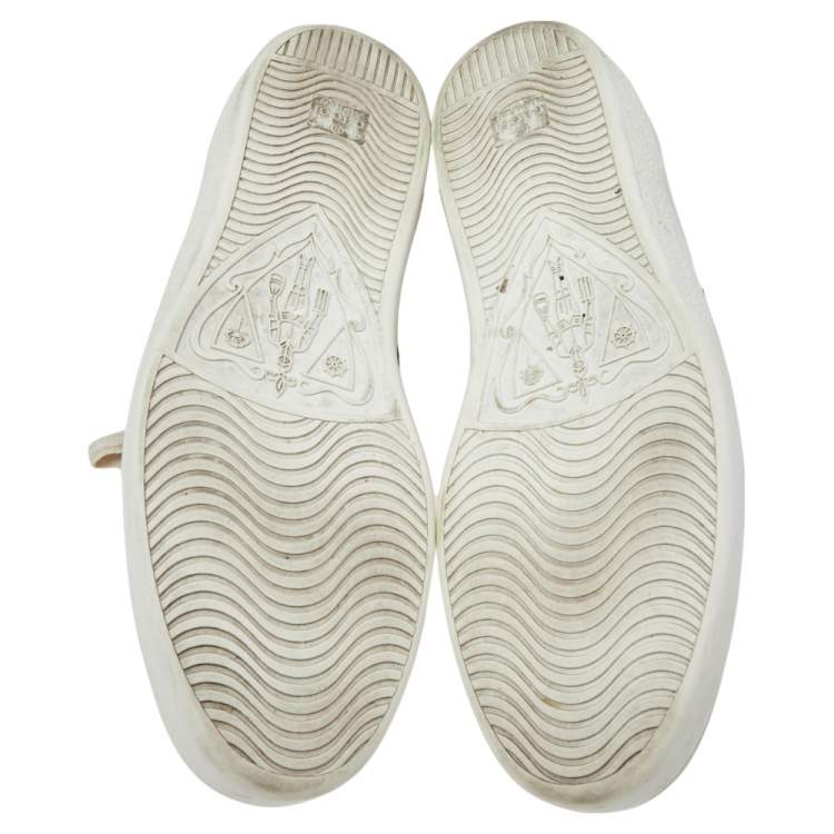 Pre Owned Gucci White Leather Rooster Web Detail Ace Sneakers Size 45