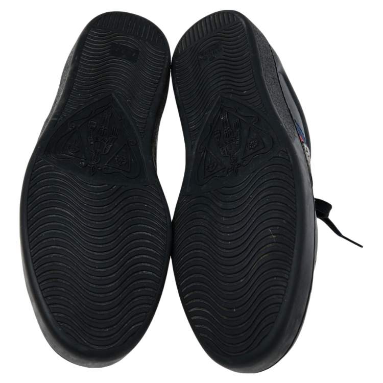 Pre Owned Gucci Black Leather Ace Embroidered Tiger Low Top Sneakers Size 46