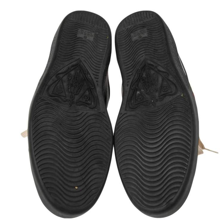 Pre Owned Gucci Black Leather Ace Stripe Low Top Sneakers Size 44