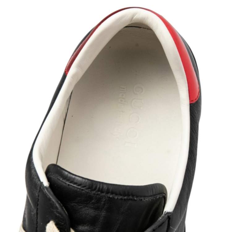 Pre Owned Gucci Black Leather Ace Stripe Low Top Sneakers Size 44