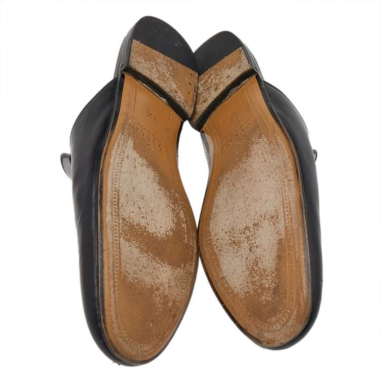 Pre Owned Gucci Black Leather Princetown Horsebit Mules Size 41.5